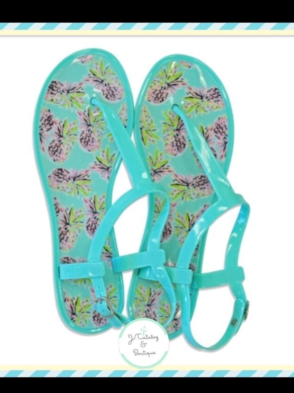 NWOT All For Color Turquoise Pineapple Jelly Sandals - Women